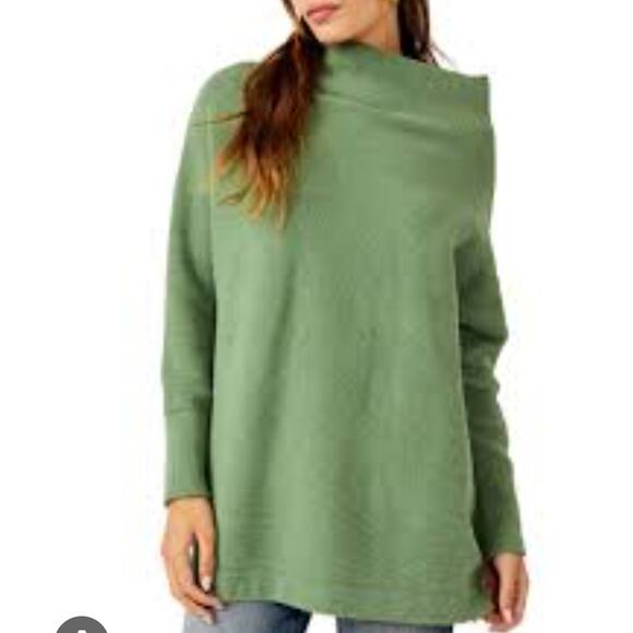 Free People Sage Green Knit Sweater Women’s Small Oversized Pullover fp704 - Picture 1 of 6